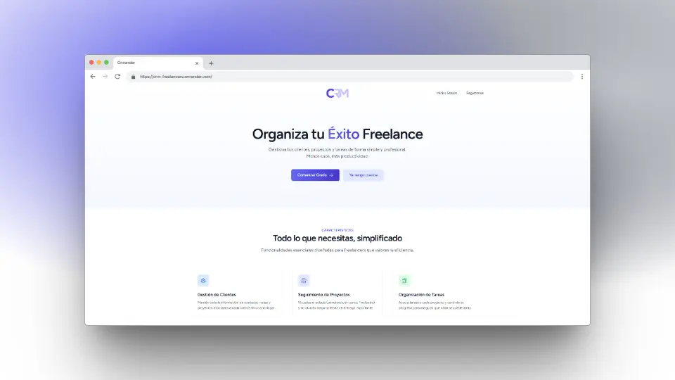 Captura de pantalla del proyecto CRM para Freelancers