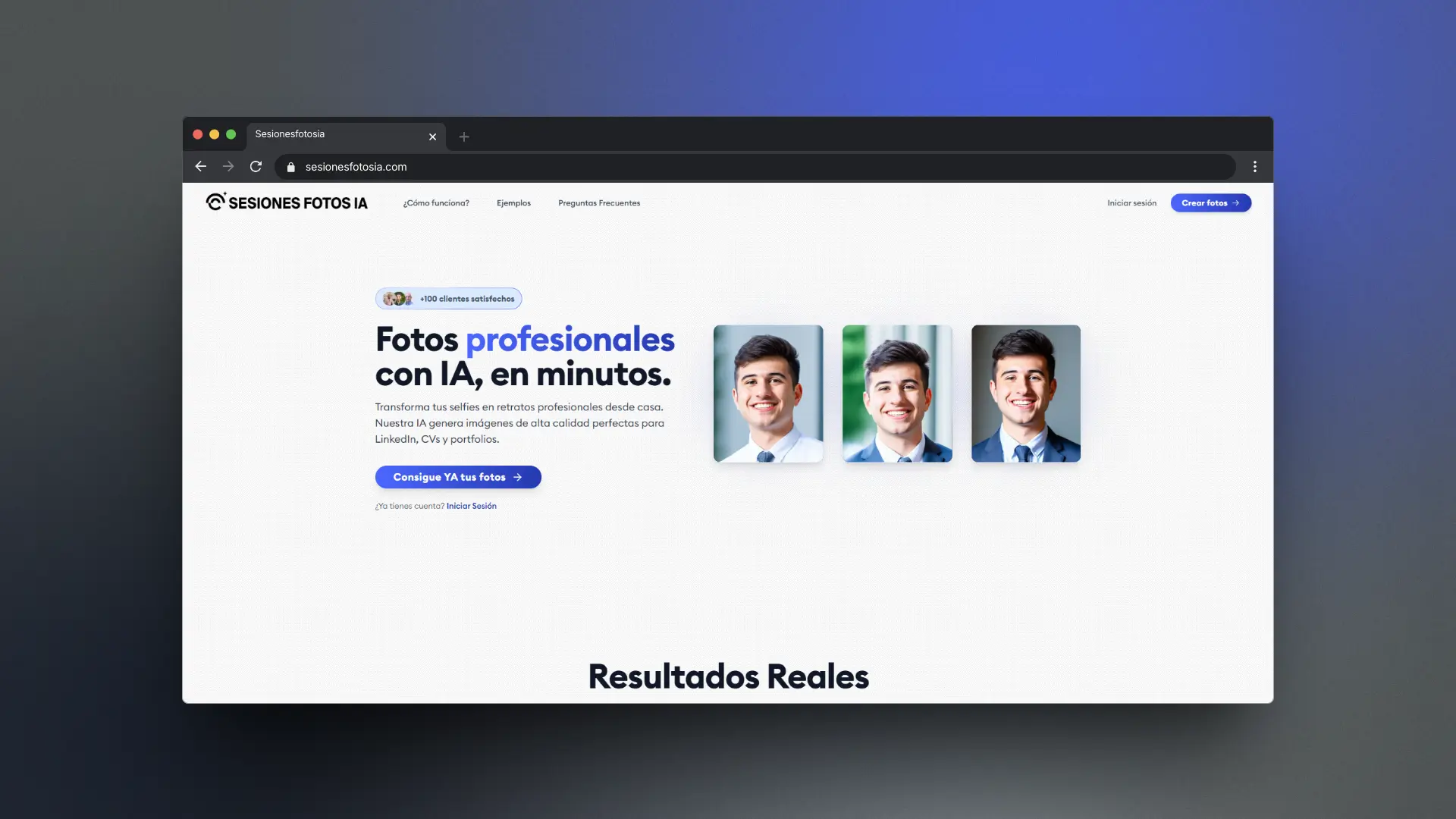 Captura de pantalla del proyecto Sesiones Fotos IA